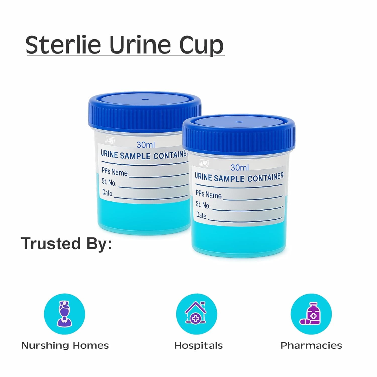 Urine Sample Bottles 30ml with Lid Pack of 100pcs  - Image 3