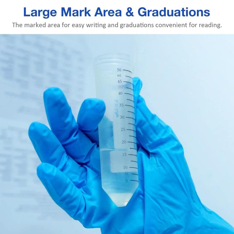 50mL Sterile Conical Centrifuge Tubes PP Leak Resistant Blue Cap Lab Sample Tubes pack of 20pcs - Image 2