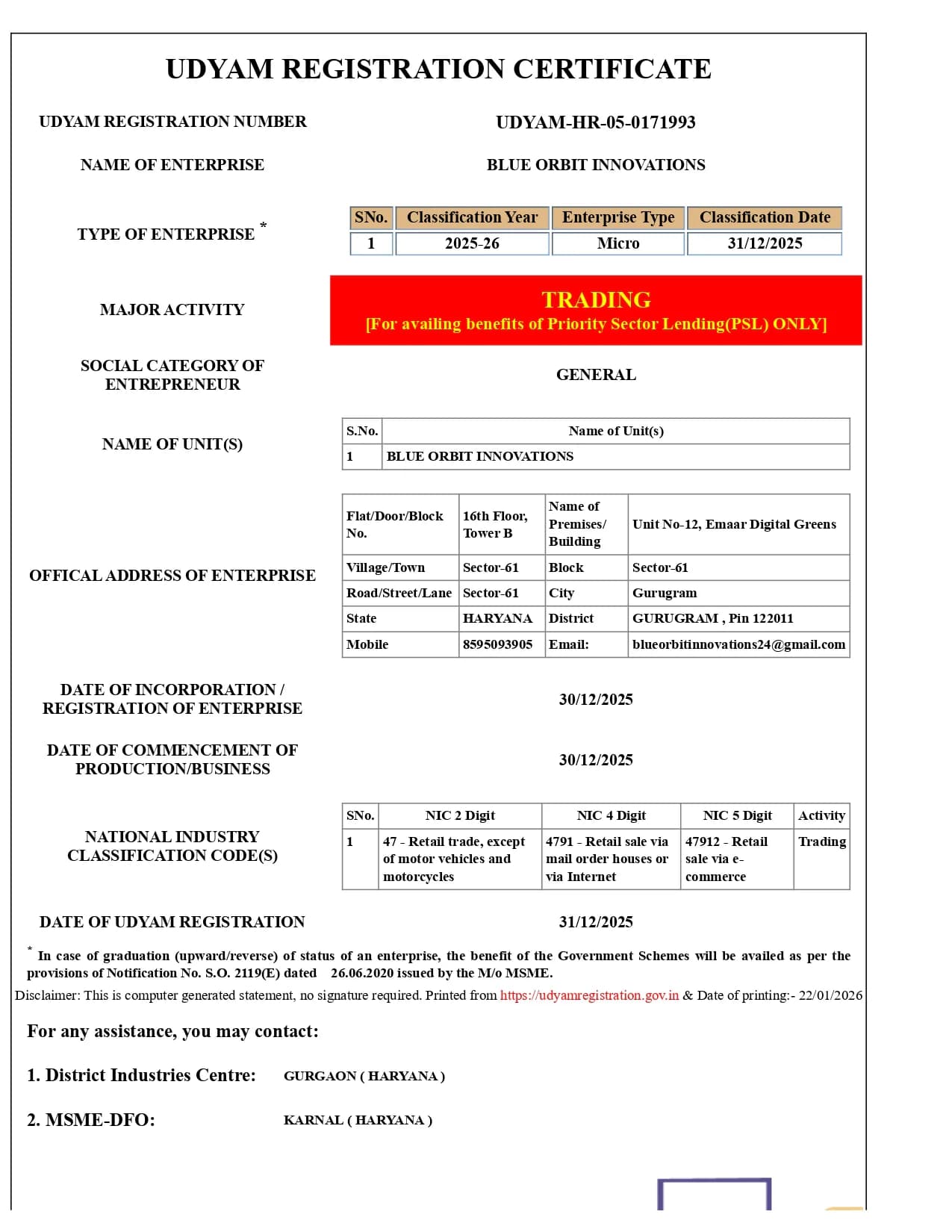 Udyam Registration