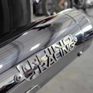 Premium stainless steel Royal Enfield exhaust silencer pair for Super Meteor 650, enhancing performance and sound quality.