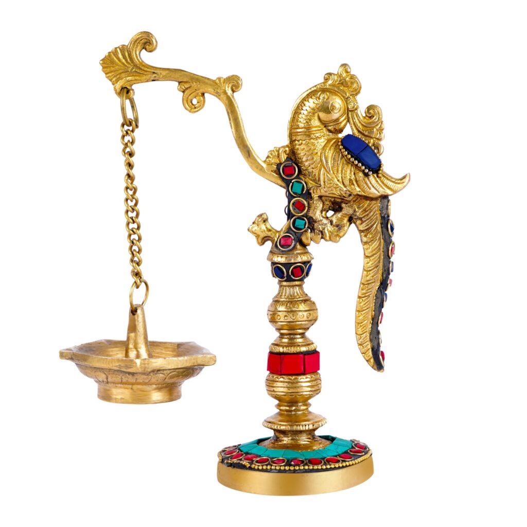 Parrot Design Brass Oil Lamp 2