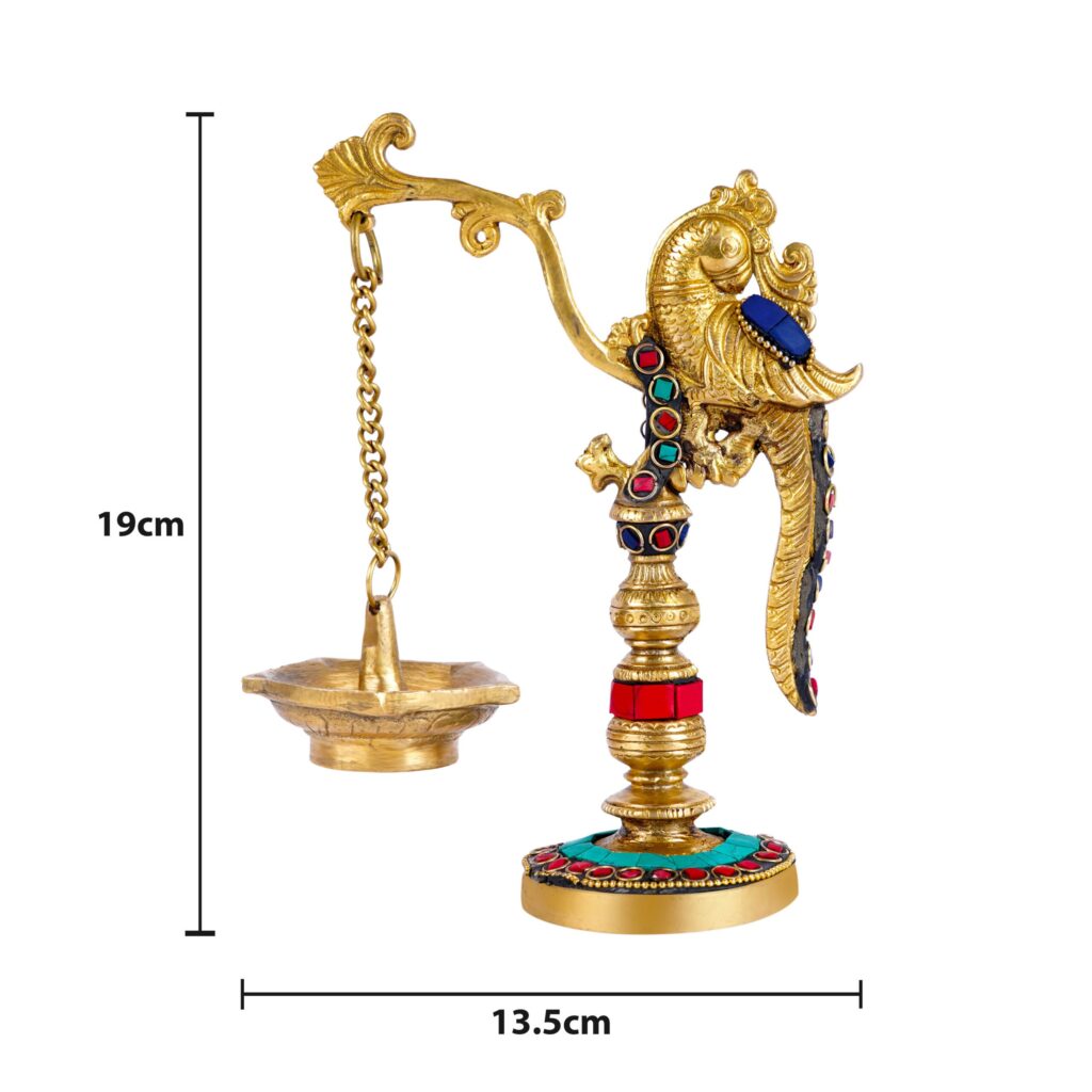 Parrot Design Brass Oil Lamp 3