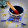 Pure Brass Tibetan Singing Bowl with Cushion and Mallet Blue