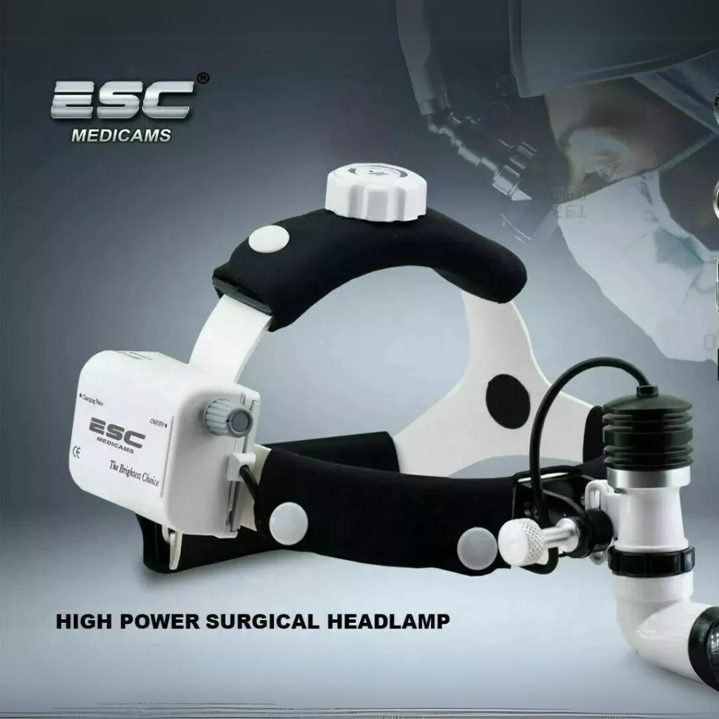 ESC Surgical Wireless Dental Headlight, a 10W LED surgical headlamp for precise illumination in dental and ENT procedures, best surgical headlight for medical use.