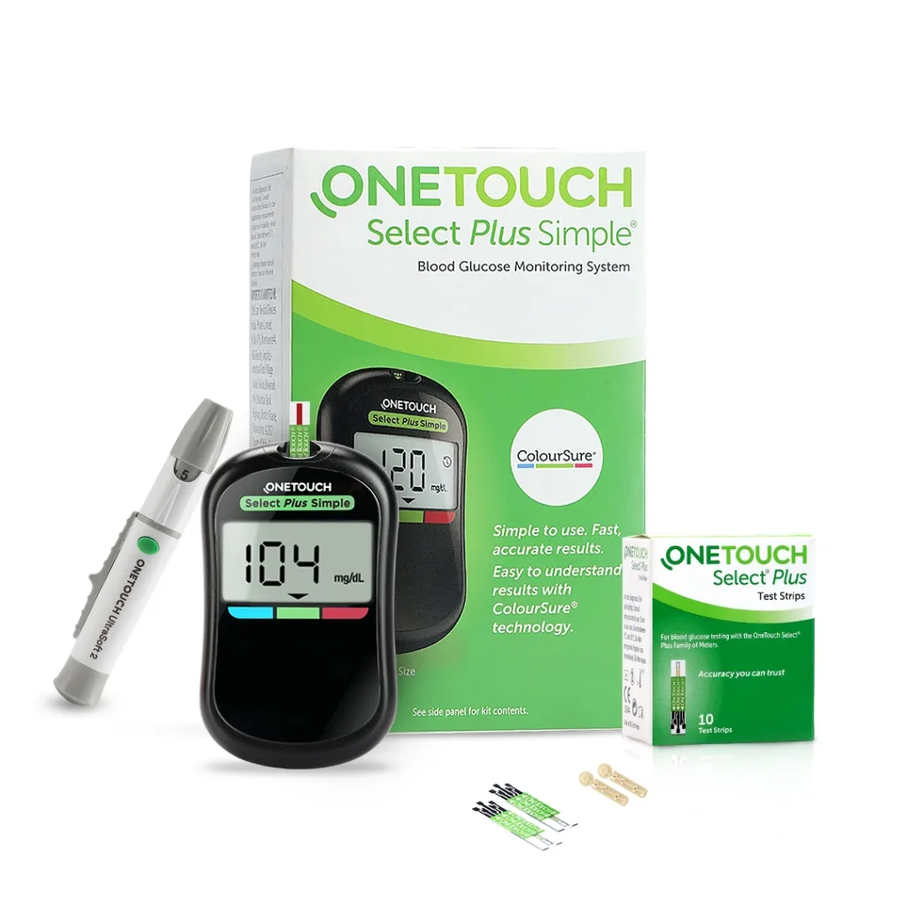 OneTouch Select Plus Simple Glucometer with Test Strips