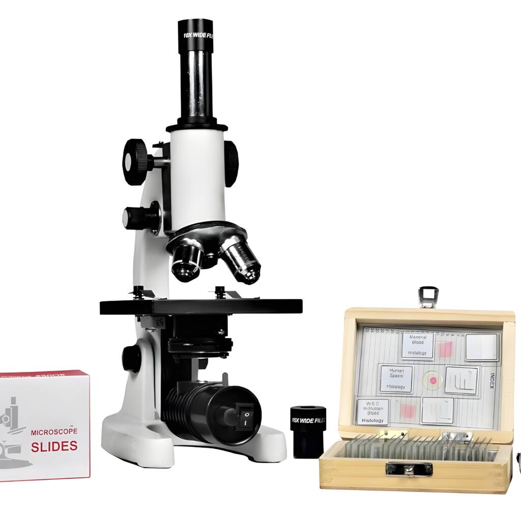 Advanced Microscope 1125x for Kids & Students with 25  Slide Set