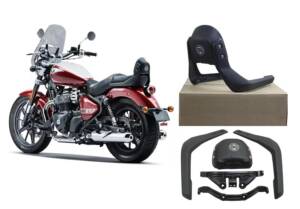 Passenger Backrest with Pad for Royal Enfield Super Meteor 650 | Black Vinyl & Aluminum