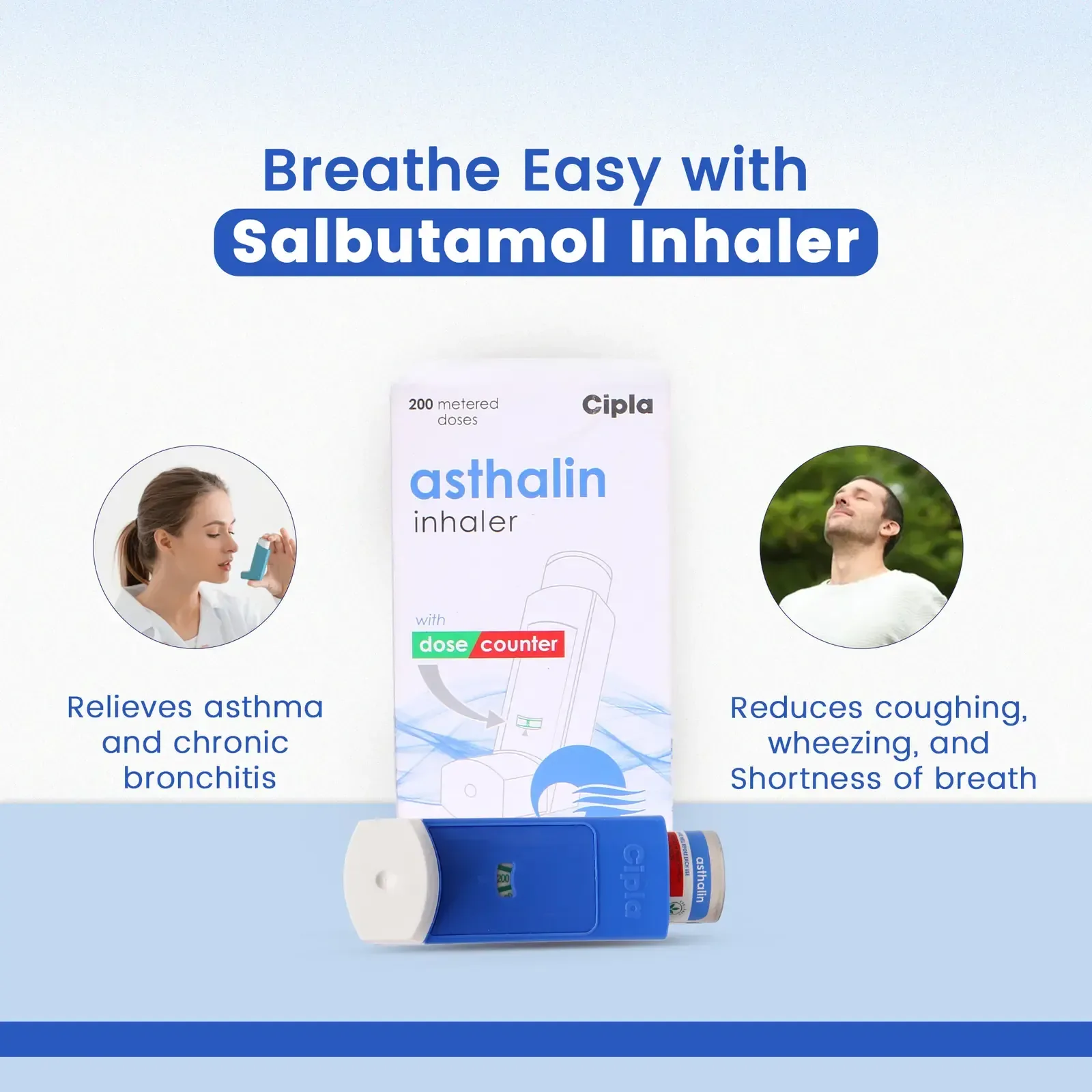 Asthalin Inhaler 200 Puffs Albuterol Relief Spray for Asthma