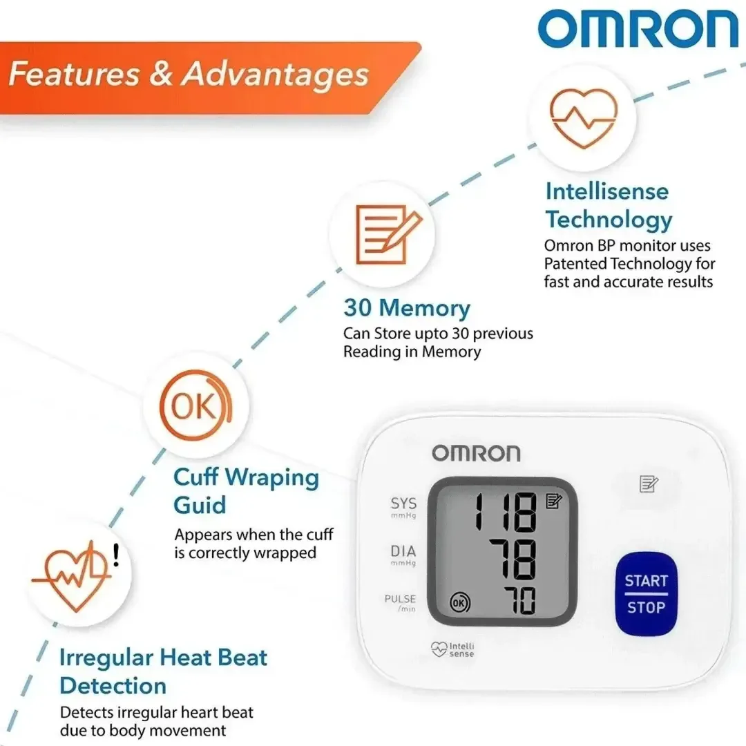 Omron HEM-6161 Fully Automatic Wrist Blood Pressure Monitor