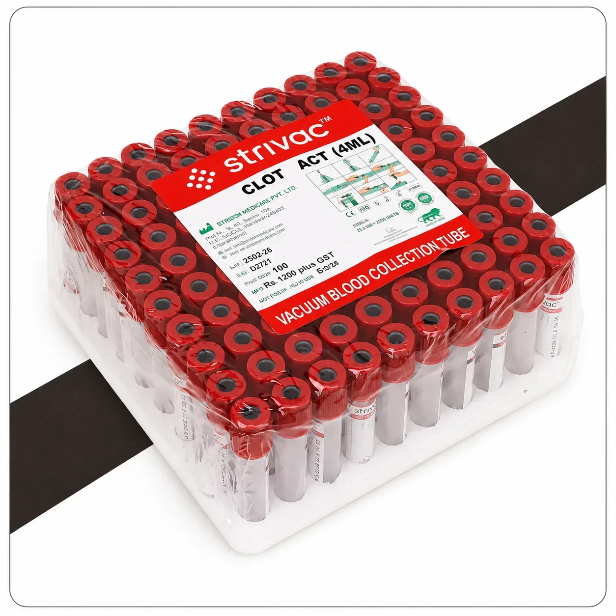 Plain Clot Blood Collection Tubes – Pack of 100 PCS