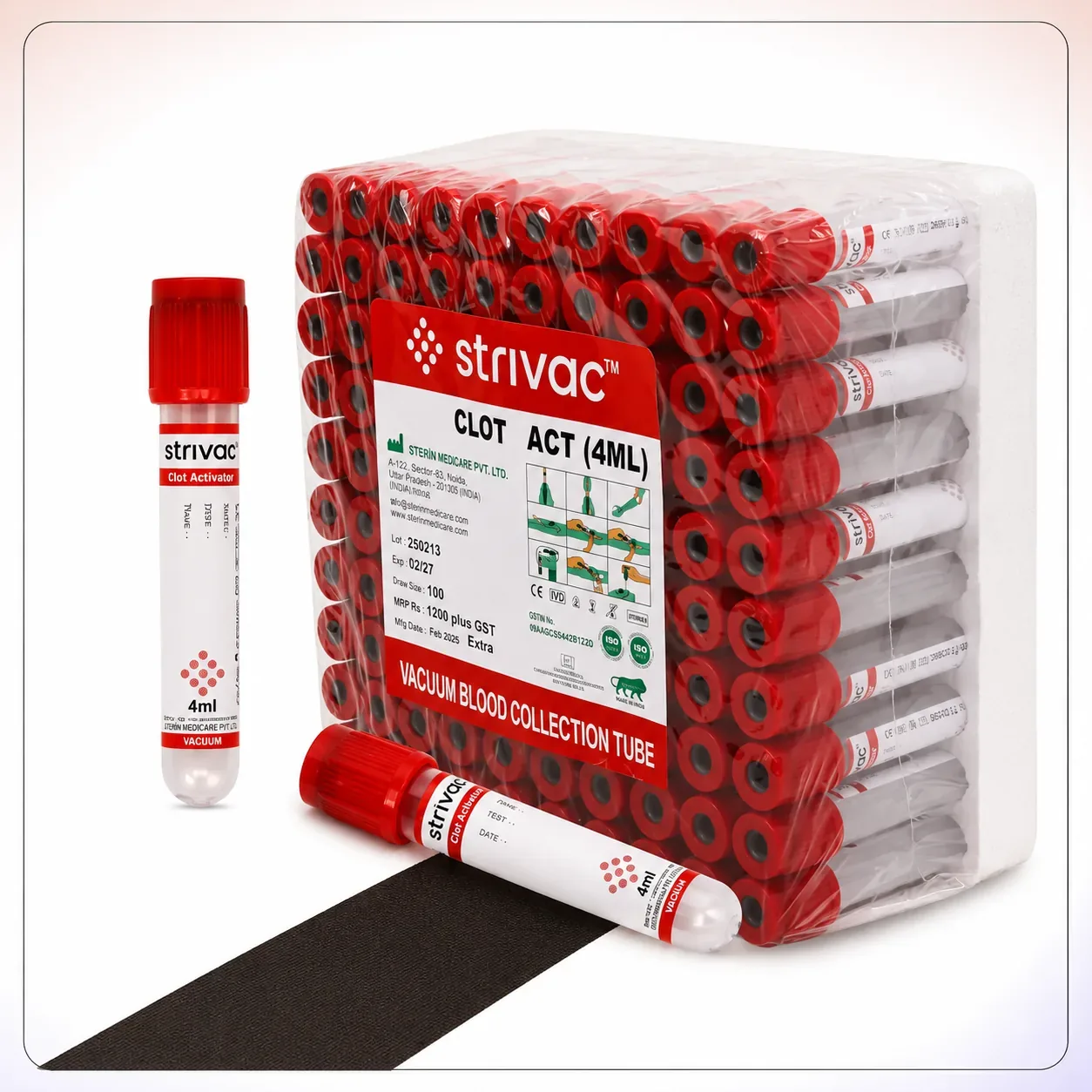 Plain Clot Blood Collection Tubes – Pack of 100 PCS