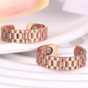Solid Pure Copper Magnetic Ring Men Women Arthritis Adjustable Ring